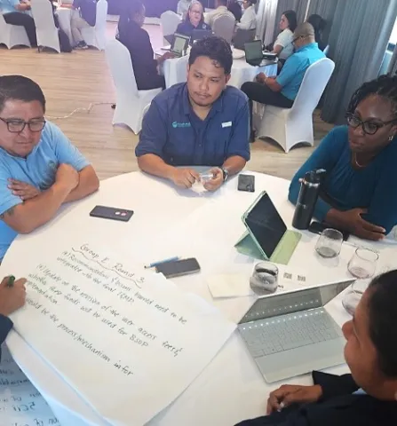Attendees brainstorm to strengthen implementation and monitoring. Photo: BE-CLME+ Project